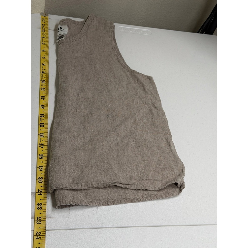 Flax Top Womens Small Tan 100% Linen Tank Sleeveless Lagenlook Beach Lightweight - Picture 9 of 9